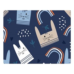 Colorful Cute Cat Seamless Pattern Two Sides Premium Plush Fleece Blanket (large) by Salman4z