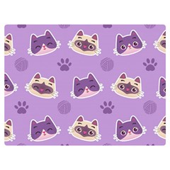 Cute Colorful Cat Kitten With Paw Yarn Ball Seamless Pattern Two Sides Premium Plush Fleece Blanket (extra Small) by Salman4z