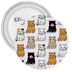 Cat Kitten Seamless Pattern 3  Buttons by Salman4z