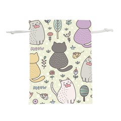 Funny Cartoon Cats Seamless Pattern Lightweight Drawstring Pouch (l) by Salman4z