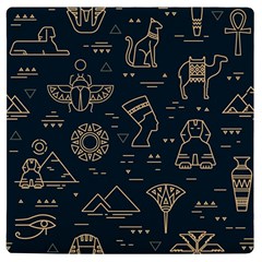 Dark-seamless-pattern-symbols-landmarks-signs-egypt -- Uv Print Square Tile Coaster  by Salman4z