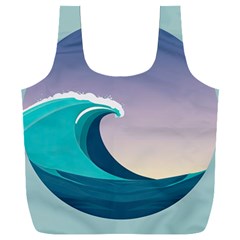 Tsunami Tidal Waves Wave Minimalist Ocean Sea Full Print Recycle Bag (xxl) by Ravend