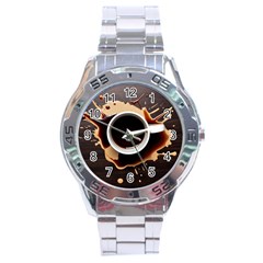 Coffee Cafe Espresso Drink Beverage Stainless Steel Analogue Watch by Ravend