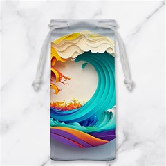 Tsunami Tidal Wave Waves Minimalist Ocean Sea Jewelry Bag by Ravend