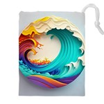 Tsunami Tidal Wave Waves Minimalist Ocean Sea Drawstring Pouch (4XL) Front