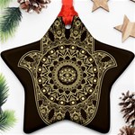 Hamsa-hand-drawn-symbol-with-flower-decorative-pattern Star Ornament (Two Sides) Back