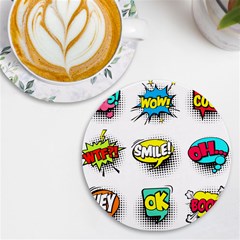 Set-colorful-comic-speech-bubbles Uv Print Round Tile Coaster by Salman4z