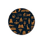 Dark-seamless-pattern-symbols-landmarks-signs-egypt Rubber Coaster (Round) Front