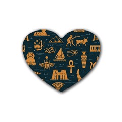 Dark-seamless-pattern-symbols-landmarks-signs-egypt Rubber Coaster (heart) by Salman4z