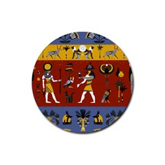 Ancient-egyptian-religion-seamless-pattern Rubber Coaster (round) by Salman4z