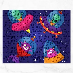 Cartoon-funny-aliens-with-ufo-duck-starry-sky-set Rectangular Jigsaw Puzzl by Salman4z