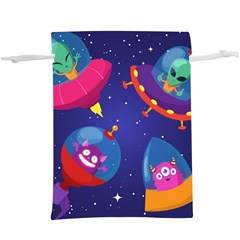 Cartoon-funny-aliens-with-ufo-duck-starry-sky-set Lightweight Drawstring Pouch (xl) by Salman4z
