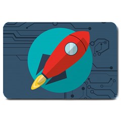 Rocket-with-science-related-icons-image Large Doormat by Salman4z