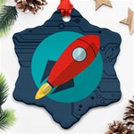 Rocket-with-science-related-icons-image Ornament (Snowflake) Front