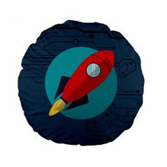 Rocket-with-science-related-icons-image Standard 15  Premium Flano Round Cushions by Salman4z