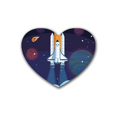 Spaceship-milkyway-galaxy Rubber Heart Coaster (4 Pack) by Salman4z