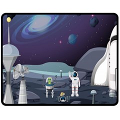 Alien-astronaut-scene Two Sides Fleece Blanket (medium) by Salman4z