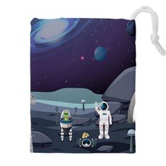 Alien-astronaut-scene Drawstring Pouch (5xl) by Salman4z