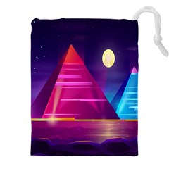 Egyptian-pyramids-night-landscape-cartoon Drawstring Pouch (4xl) by Salman4z