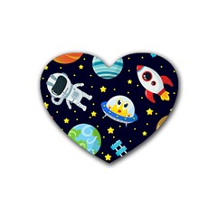 Space-seamless-pattern   - Rubber Coaster (heart) by Salman4z