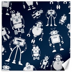 White-robot-blue-seamless-pattern Canvas 12  X 12  by Salman4z