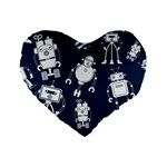 White-robot-blue-seamless-pattern Standard 16  Premium Heart Shape Cushions Front