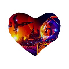Far-future-human-colonization Standard 16  Premium Flano Heart Shape Cushions by Salman4z