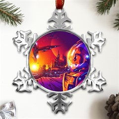 Far-future-human-colonization Metal Small Snowflake Ornament by Salman4z
