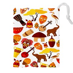 Africa-jungle-ethnic-tribe-travel-seamless-pattern-vector-illustration Drawstring Pouch (4xl) by Salman4z
