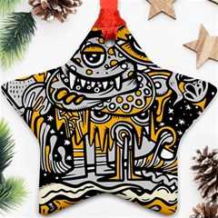 Crazy-abstract-doodle-social-doodle-drawing-style Star Ornament (two Sides) by Salman4z