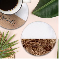 Crazy-abstract-doodle-social-doodle-drawing-style Classic Marble Wood Coaster (round)  by Salman4z