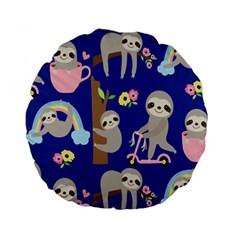 Hand-drawn-cute-sloth-pattern-background Standard 15  Premium Flano Round Cushions by Salman4z