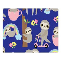 Hand-drawn-cute-sloth-pattern-background Two Sides Premium Plush Fleece Blanket (large) by Salman4z