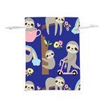 Hand-drawn-cute-sloth-pattern-background Lightweight Drawstring Pouch (L) Back