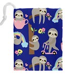 Hand-drawn-cute-sloth-pattern-background Drawstring Pouch (5XL) Back