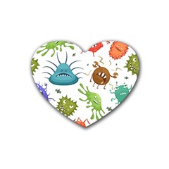 Dangerous-streptococcus-lactobacillus-staphylococcus-others-microbes-cartoon-style-vector-seamless Rubber Coaster (heart) by Salman4z