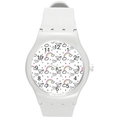 Cute-art-print-pattern Round Plastic Sport Watch (m) by Salman4z