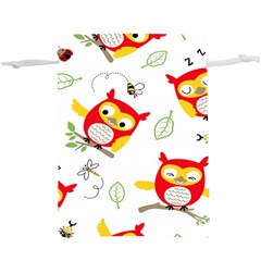 Seamless-pattern-vector-owl-cartoon-with-bugs Lightweight Drawstring Pouch (xl) by Salman4z