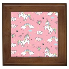 Cute-unicorn-seamless-pattern Framed Tile by Salman4z