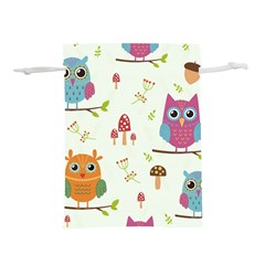 Forest-seamless-pattern-with-cute-owls Lightweight Drawstring Pouch (l) by Salman4z
