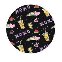 Cute-girl-things-seamless-background Mini Round Pill Box by Salman4z