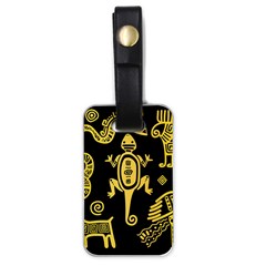Mexican-culture-golden-tribal-icons Luggage Tag (one Side) by Salman4z