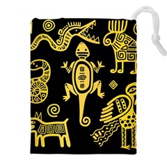 Mexican-culture-golden-tribal-icons Drawstring Pouch (4xl) by Salman4z