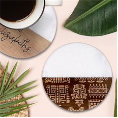 American-golden-ancient-totems Classic Marble Wood Coaster (round)  by Salman4z