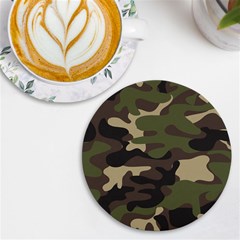 Texture-military-camouflage-repeats-seamless-army-green-hunting Uv Print Round Tile Coaster by Salman4z