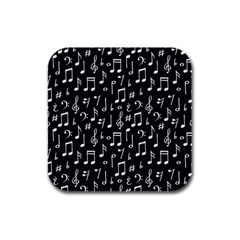 Chalk-music-notes-signs-seamless-pattern Rubber Square Coaster (4 Pack) by Salman4z