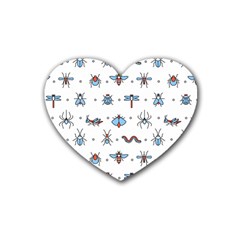Insects-icons-square-seamless-pattern Rubber Coaster (heart) by Salman4z