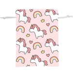 Cute-unicorn-rainbow-seamless-pattern-background Lightweight Drawstring Pouch (XL) Back