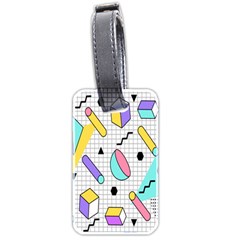 Tridimensional-pastel-shapes-background-memphis-style Luggage Tag (two Sides) by Salman4z