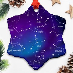 Realistic-night-sky-poster-with-constellations Snowflake Ornament (two Sides) by Salman4z